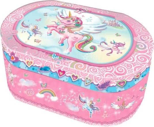 Kuti muzikore Pulio Pecoware Musical Box Oval Unicorn, dekorative, rozë