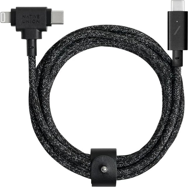 Kabllo USB Native Union Belt Cable Duo Pro, 1.5m, USB-C në USB-C/Lightning, Zi