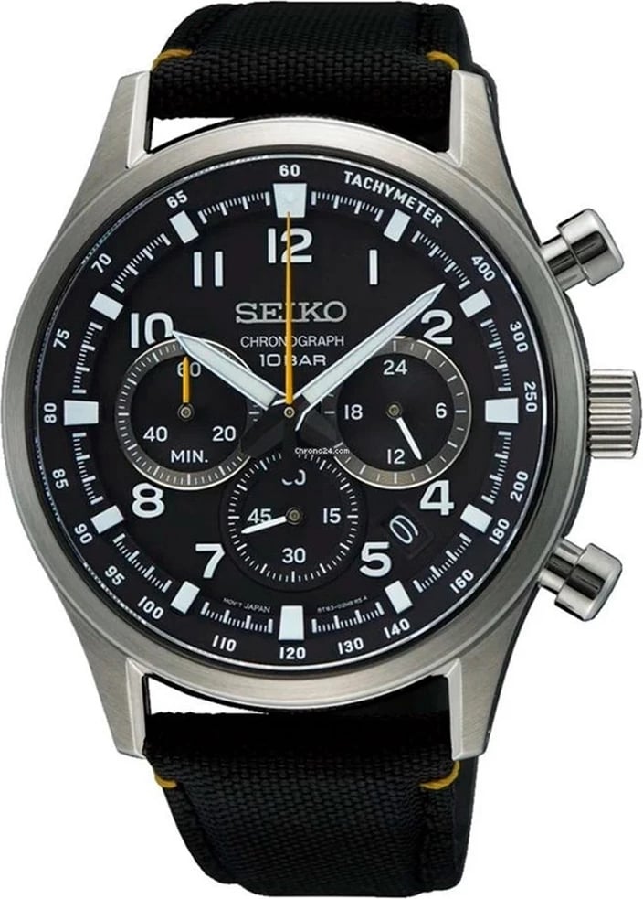 Orë dore SEIKO SSB449P1 për meshkuj, e zezë