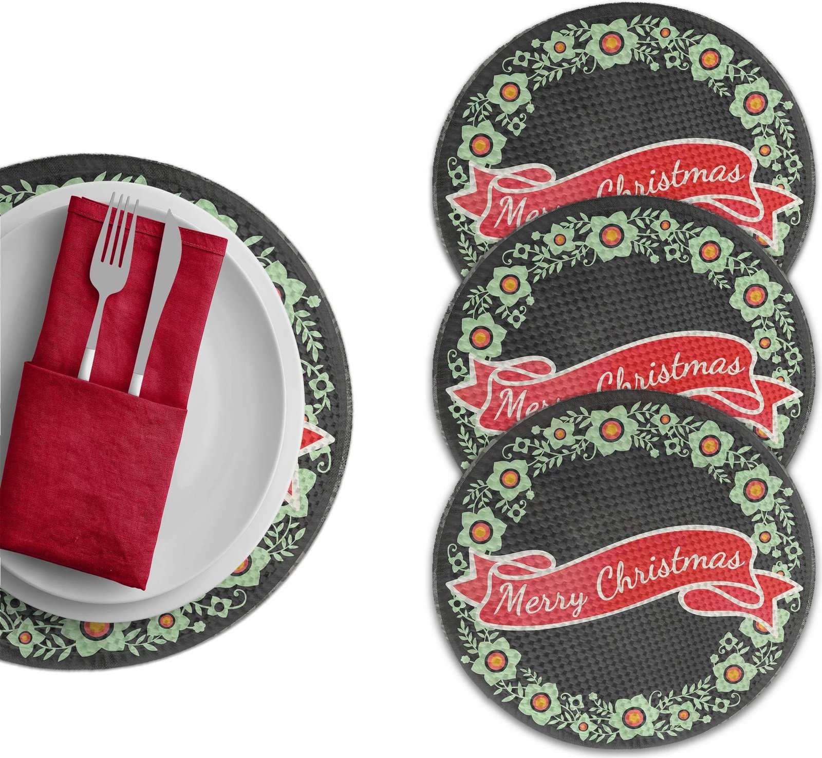 Nënshtrat tavoline, shumëngjyrësh, set prej 4 copash, Hermia Concept, 37cm