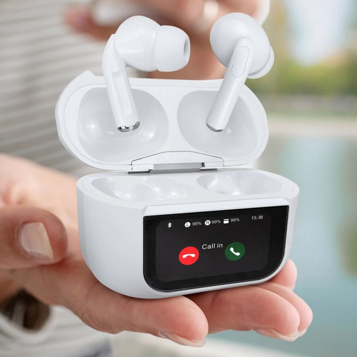 Kufje in-ear Technaxx BT-X72 TWS, ANC, Bluetooth 5.3, me ekran prekje, të bardha