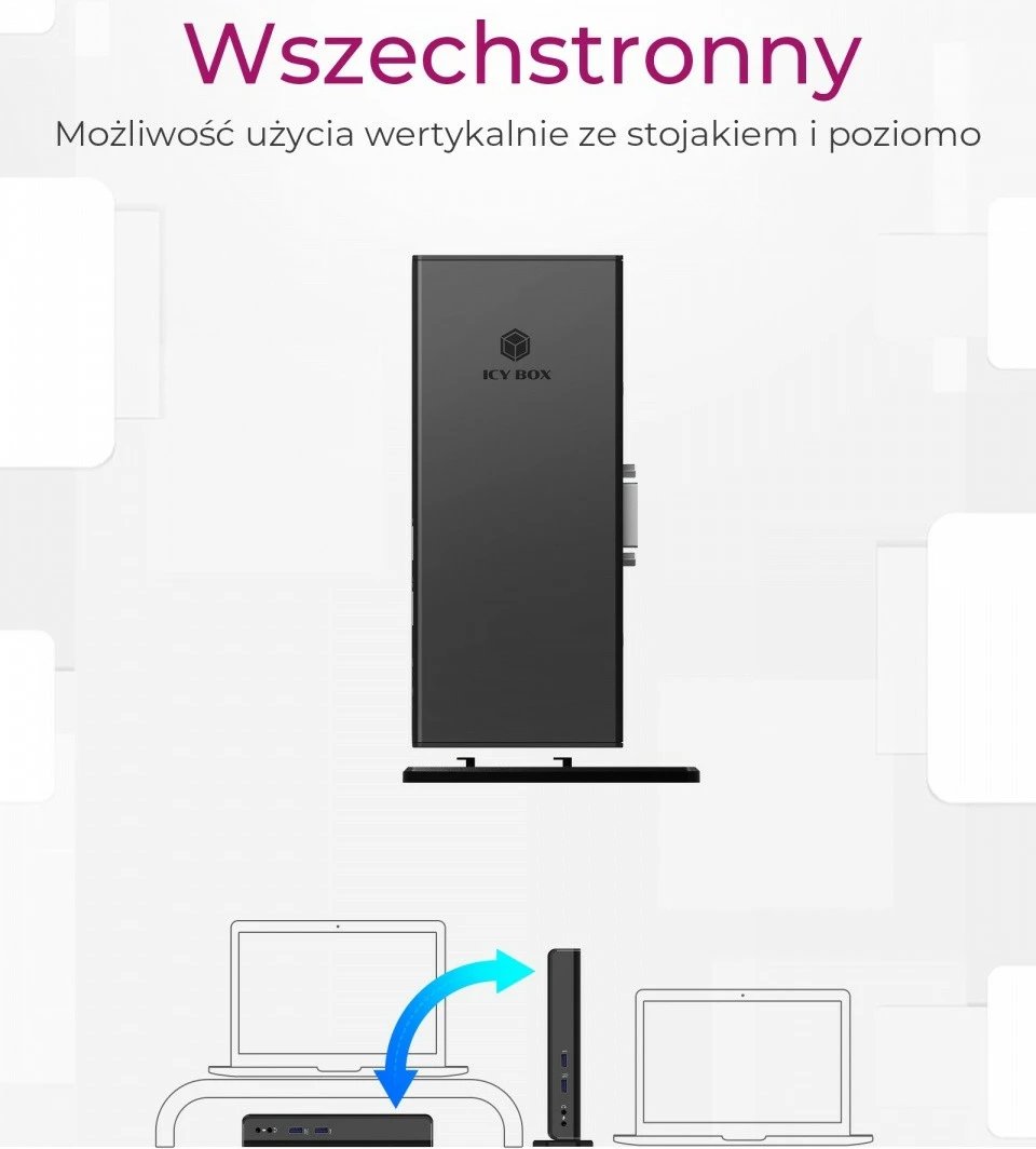 Kasë docking IcyBox IB-DK2241AC, USB, HDMI, LAN, DVI-I, e zezë