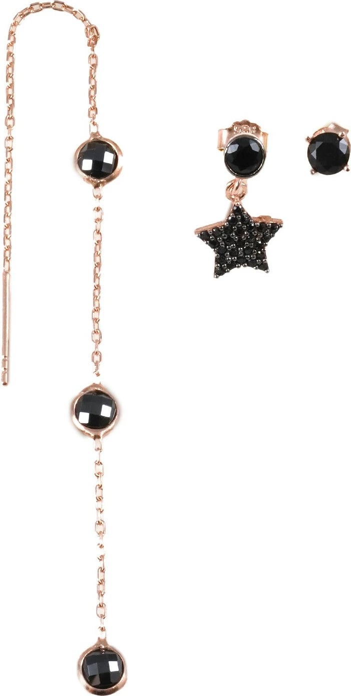 Set vathësh argjendi Jumeon, 11382SIYAH, rozë gold dhe e zezë, 3 copë
