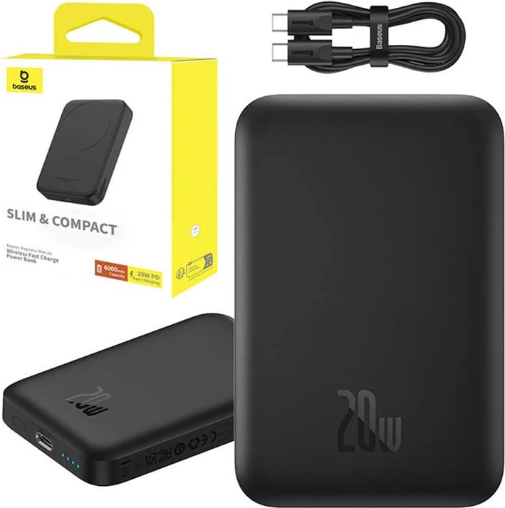 Powerbank Baseus Magnetic Mini 6000 mAh 20W, e zezë