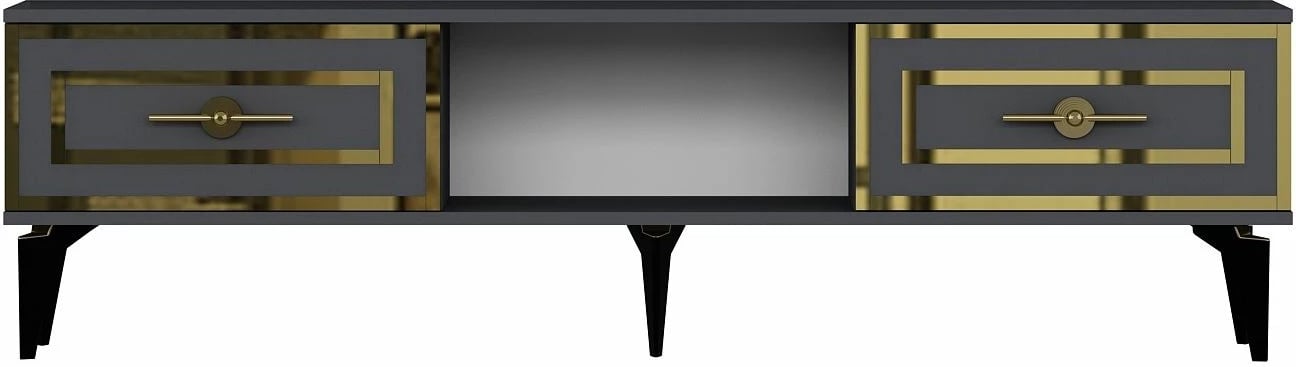 Komodë TV Skye Decor, ngjyrë viola-antracit, detaje ari