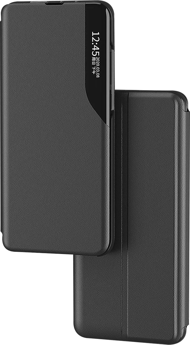 Mbështjellës Hurtel Eco Leather View Case për Samsung Galaxy S22+, me kapak dhe mbajtëse, Kuq
