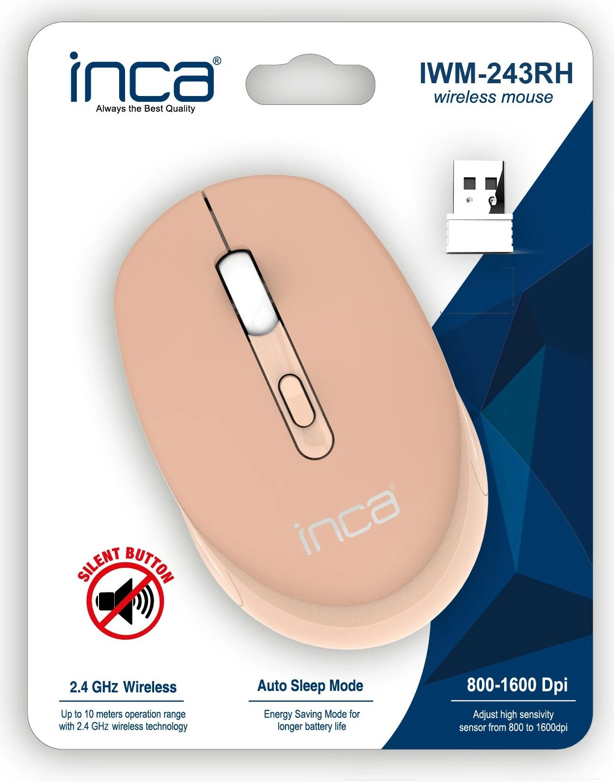 Maus Inca IWM-243RH, wireless, 1600 DPI, Candy Design, krem