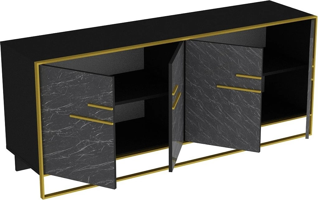 Konsolë Hanah Home Polka, e zezë dhe e artë