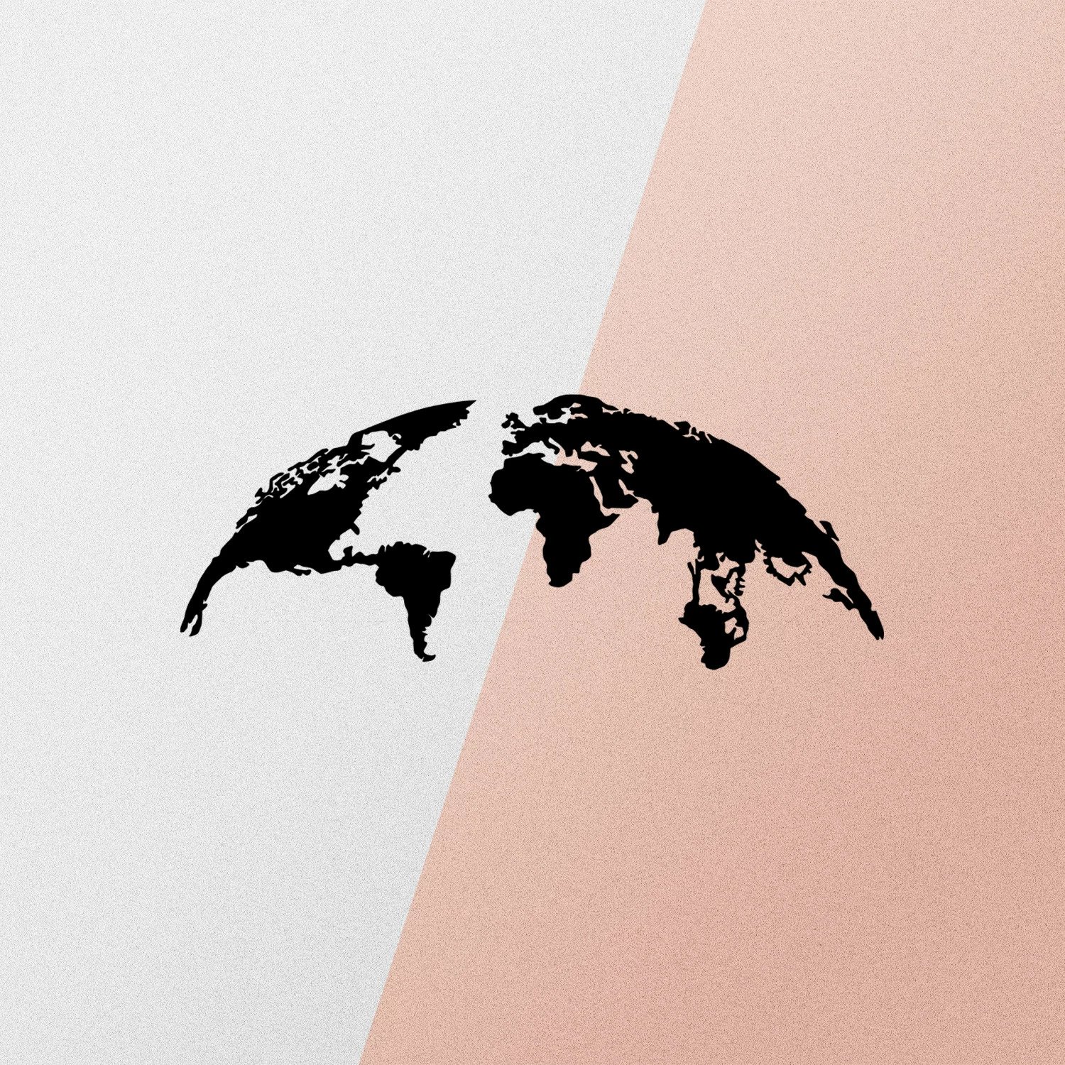 Aksesor dekorativ metalik për mur, hartë bote, ngjyrë e zezë, madhësi mesatare