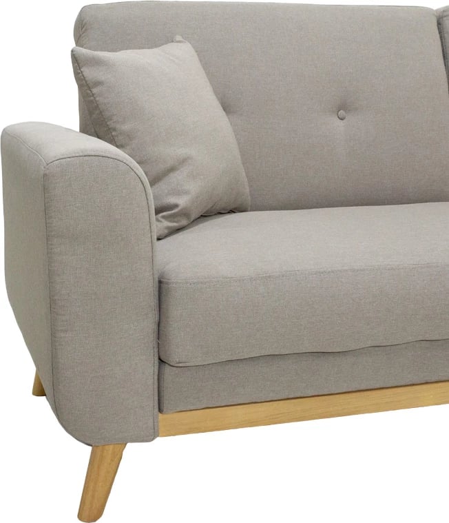 Divan 2 ulëse shtrat Carmelo, stof, bezhë-gri, 214x80x86 cm