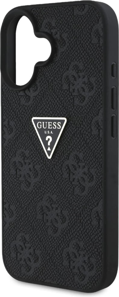 Mbështjellës Guess Hot Stamp 4G Pattern Triangle Metal Logo për iPhone 16, i zi Mbështjellës Guess Hot Stamp 4G Pattern Triangle Metal Logo për iPhone 16, i zi