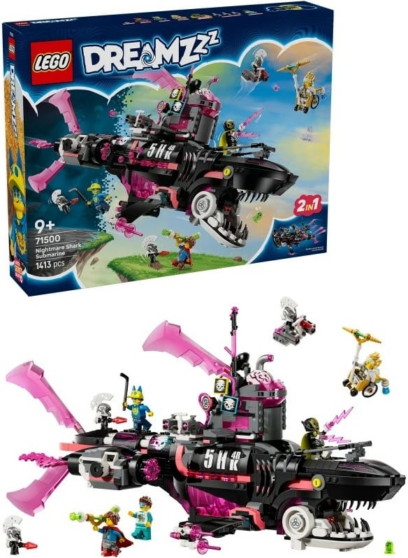 Set LEGO DREAMZzz Nightmare Shark Submarine 71500, 1413 pjesë, për fëmijë 9+