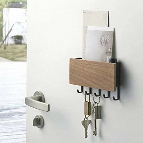 Varëse muri NEXT H9.5x18x3.5cm për çelësa dhe postë, Kafe e Çelët