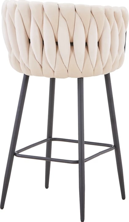 Karrige për bar Vivian, kadife bezhë, këmbë metalike të zeza, 57x50x100cm