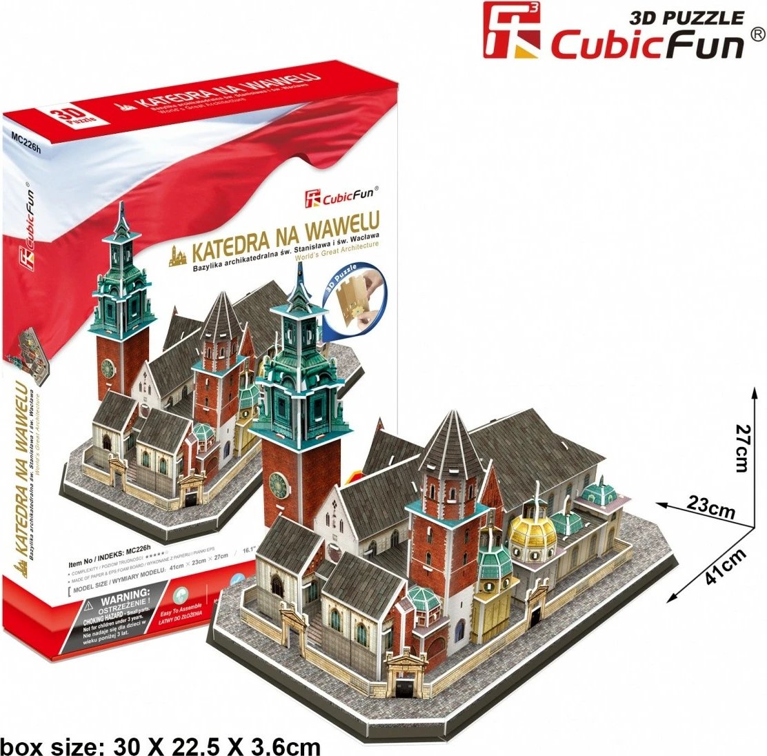 Puzzle 3D, CubicFun, 306-20226 Wawel Cathedral, 101 elemente, 41 x 23 x 27 cm
