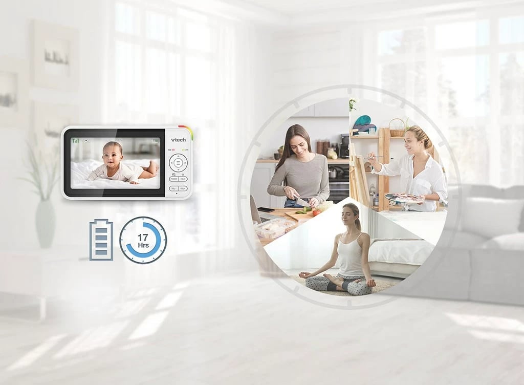 Monitor bebe me video, VTech, BM5550 Owl, ekran 5 inch, PTZ, komunikim dykahësh, Silver