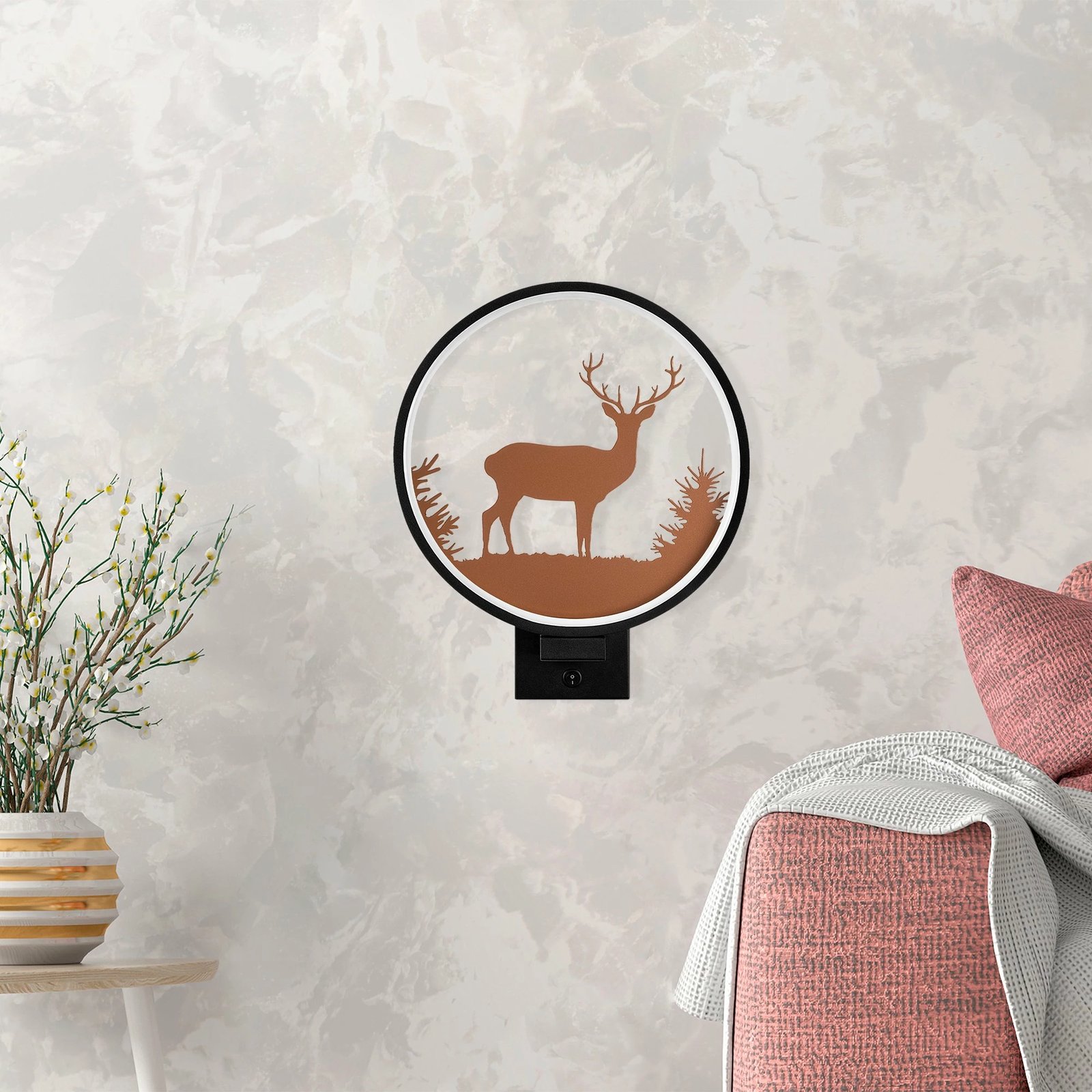 Llambë muri Opviq, XMAS23, ngjyrë e zezë dhe bakri