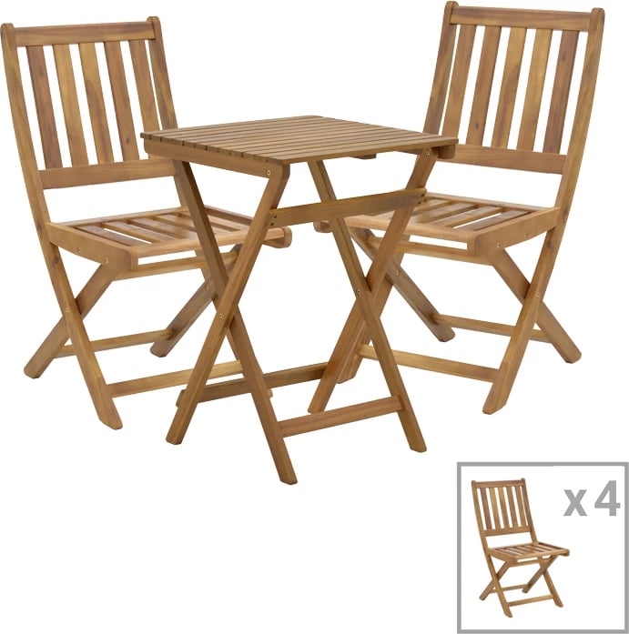 Set tavoline me karrige Elijie-Lazio, dru akacie, 5 pjesë, 50x50x70cm