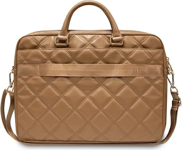 Çantë laptopi Guess Quilted 4G, 16 inç, lëkurë ekologjike, Kafe