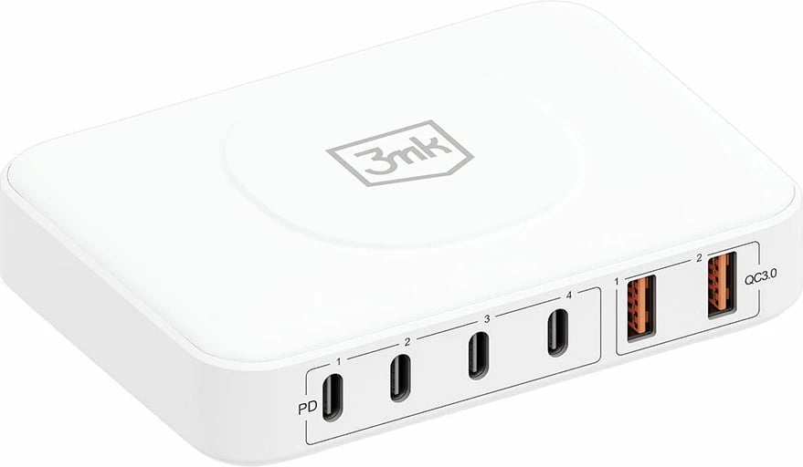 Karikues muri 3mk Hyper Charger PowerMax 100W, 7 porta, i bardhë