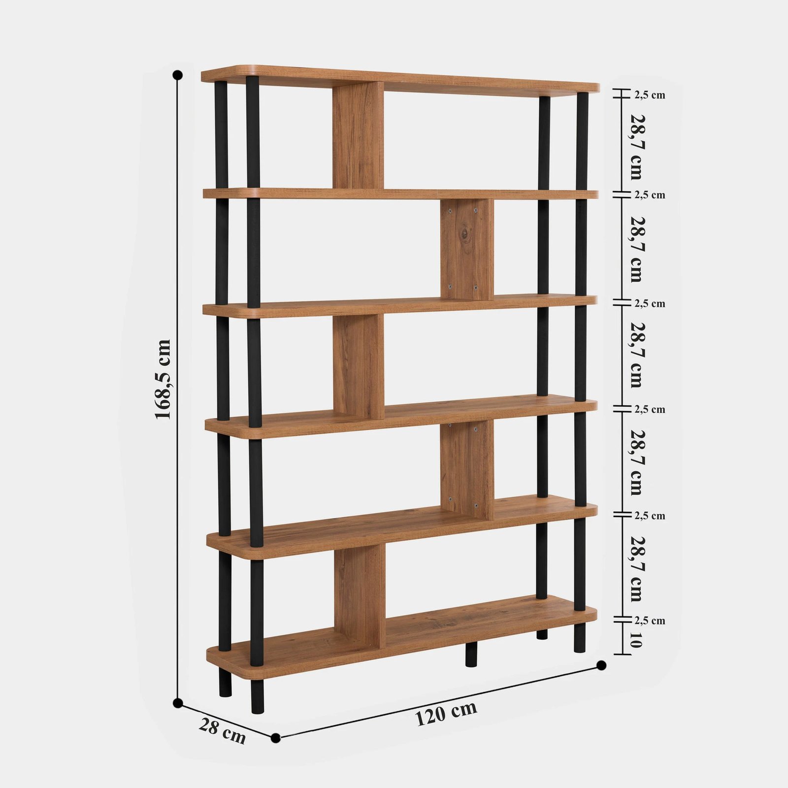 Raft librash Hanah Home, ngjyrë e zezë dhe pishë Atlantike