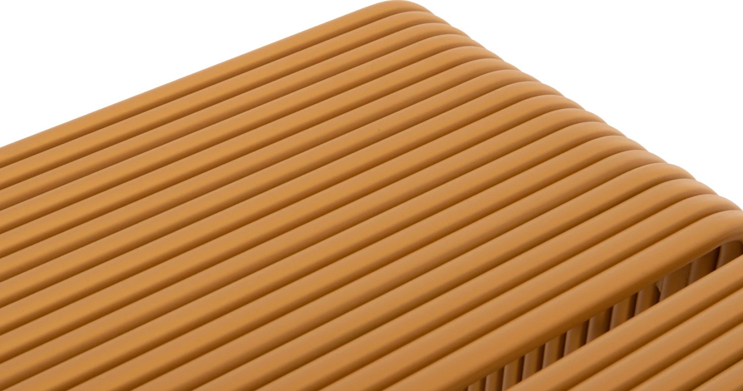 Tavolinë ngrënieje INTREPID, alumin, ngjyrë mustard, 120x70x70.5cm