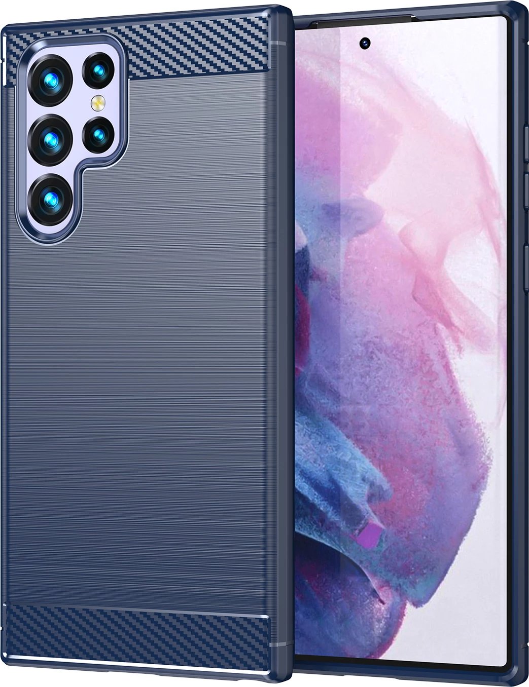 Mbështjellës Hurtel Carbon Case për Samsung Galaxy S23 Ultra, TPU, Blu