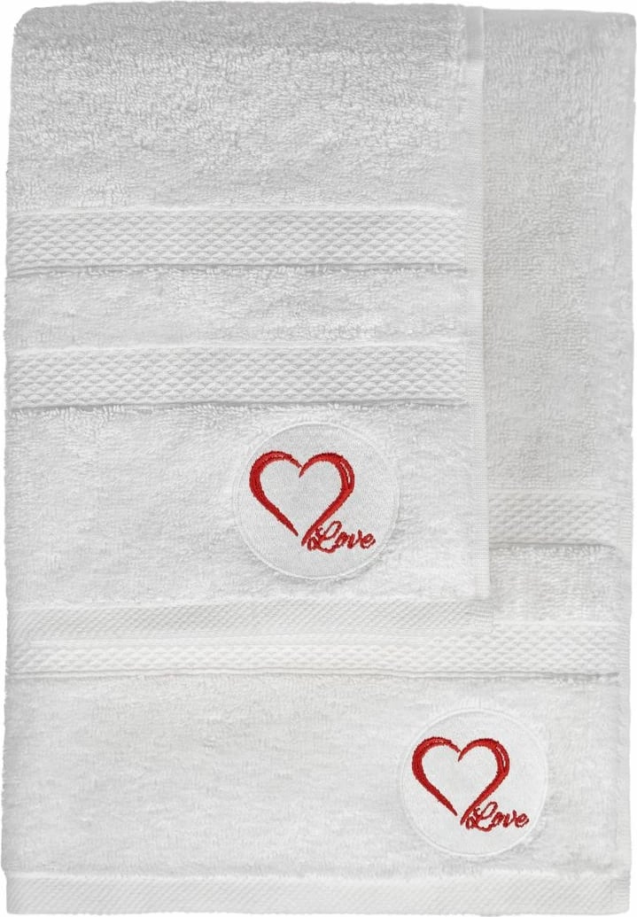 Set peshqirësh duarsh dhe banje (2 copë), Mijolnir, Love, e bardhë