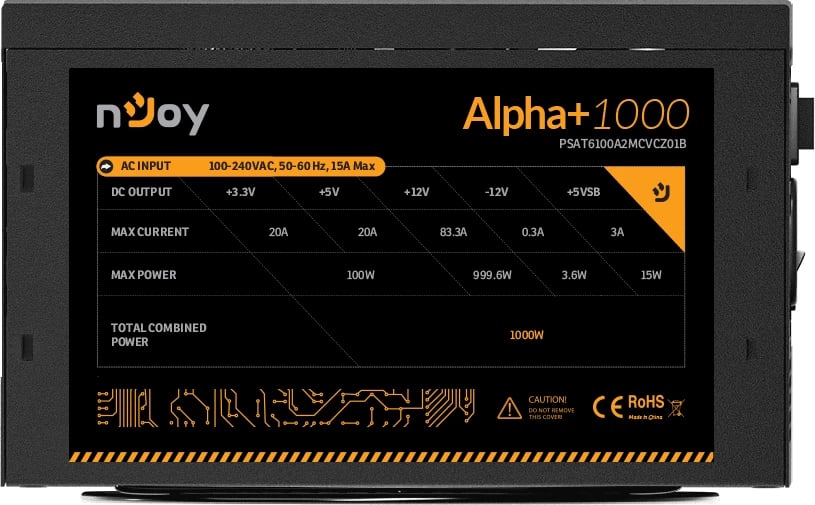 Furnizues I rrymës nJoy Alpha+ 1000 - 1000W - 80 PLUS Gold