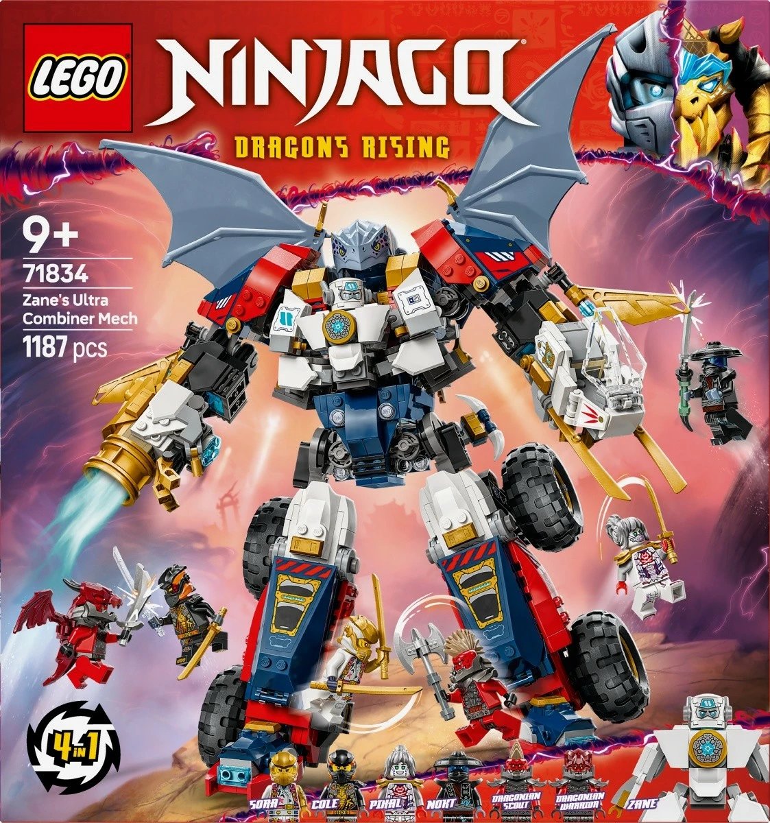Set LEGO Ninjago Multi-functional Ultramech Zane 71834, 1187 pjesë, për fëmijë, plastikë