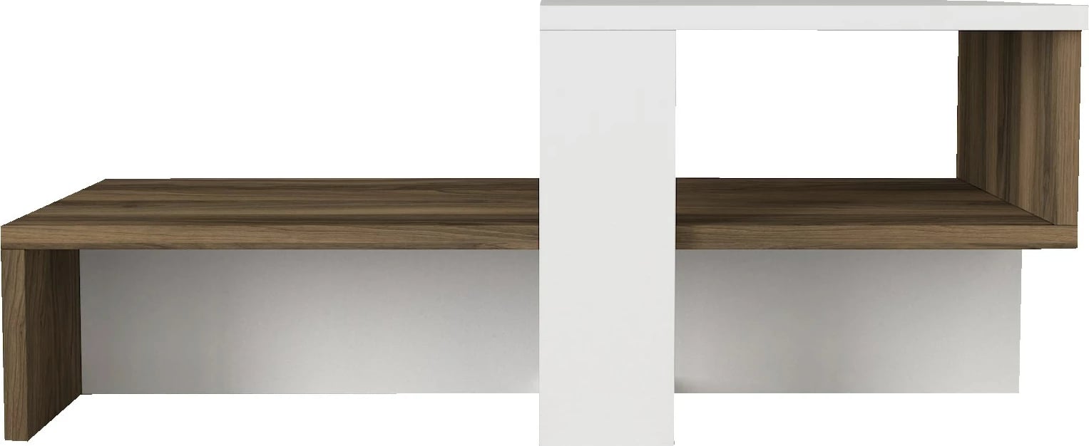 Tavolinë e ulët Hanah Home, ngjyrë e bardhë dhe arre, Chain