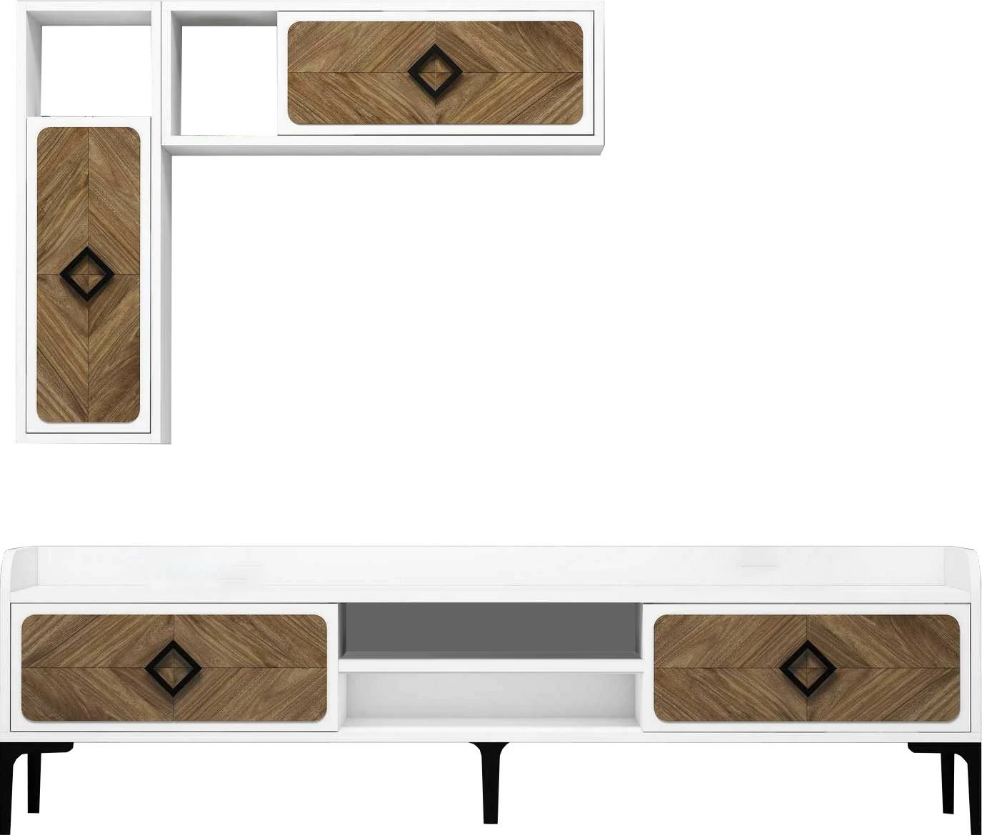 Komodë TV Hanah Home, Samba, e bardhë dhe arre