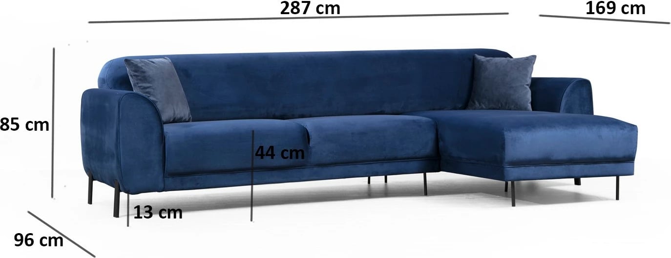 Kënd divan-krevat Atelier del Sofa, kënd i djathtë, ngjyrë blu e errët (L3-Chl)