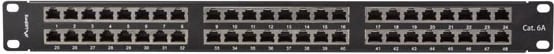 Paneli i Patch-it Lanberg PPSA-1048-B, 19" 1U kat. 6A ekranuar FTP me 48 porta, ngjyrë e zezë