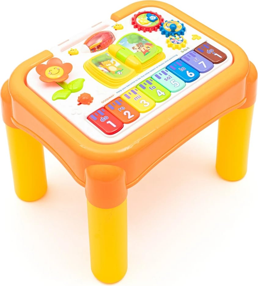 tryezë edukative muzikore 3‑në‑1, BABY MIX, Multifunctional Musical Learning Table, me piano dhe dërrasë magnetike, 18m+, shumëngjyrëshe