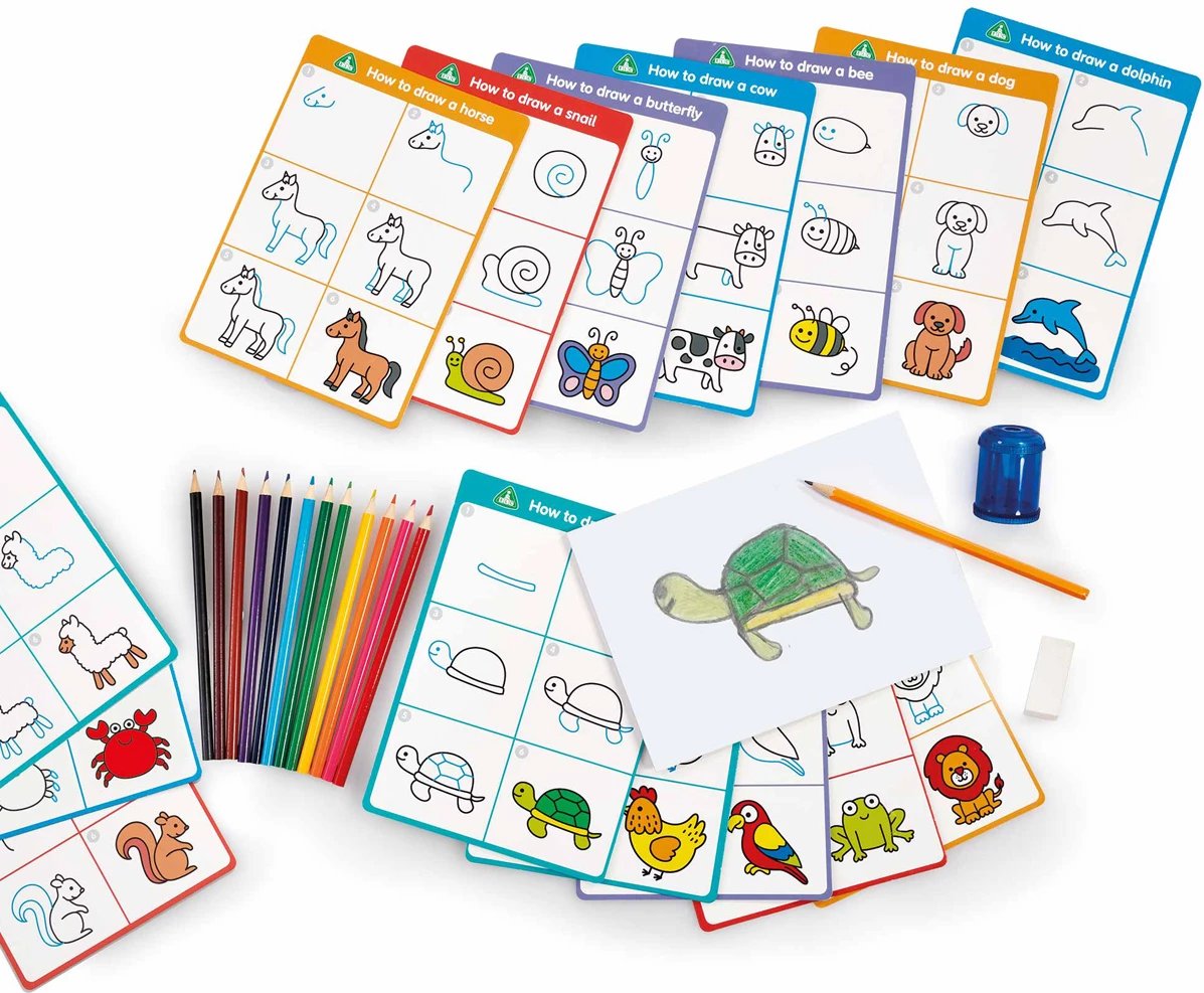 Set me figura për ngjyrosje Early Learning Centre Learn To Draw Animals Craft