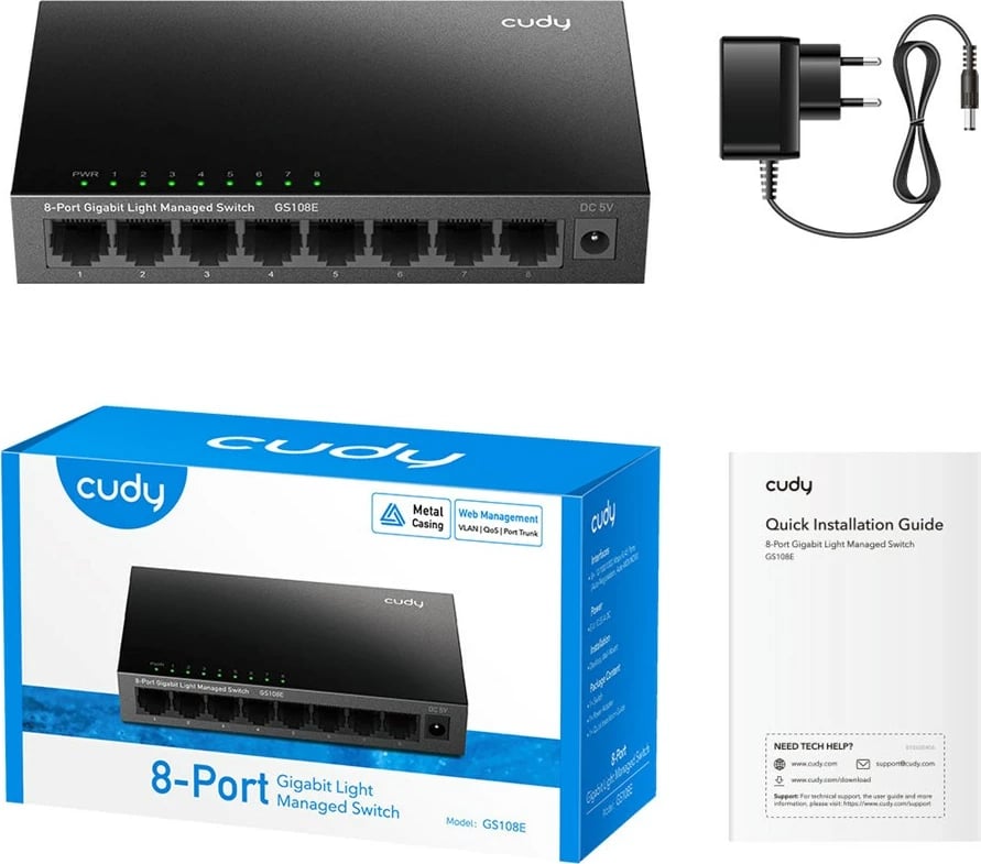 Switch CUDY GS108E, 8 porta, Gigabit, i zi
