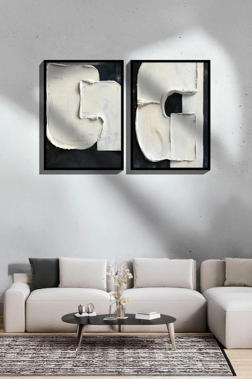 Pikturë dekorative me kornizë (2 copë), Wallity, Ersy2Lımodel12-Sıyah