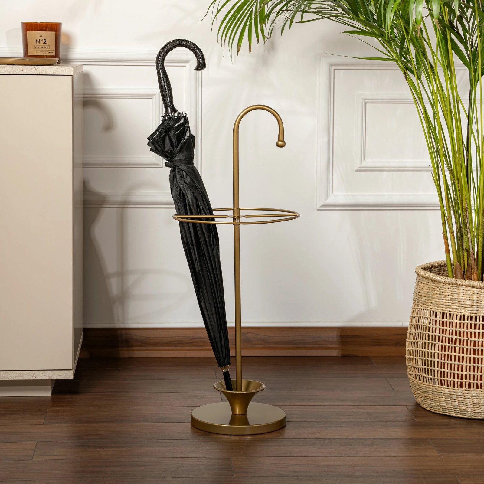 Stendë për ombrella, metalike, ngjyrë ari, Evila Originals, 27x27x65cm