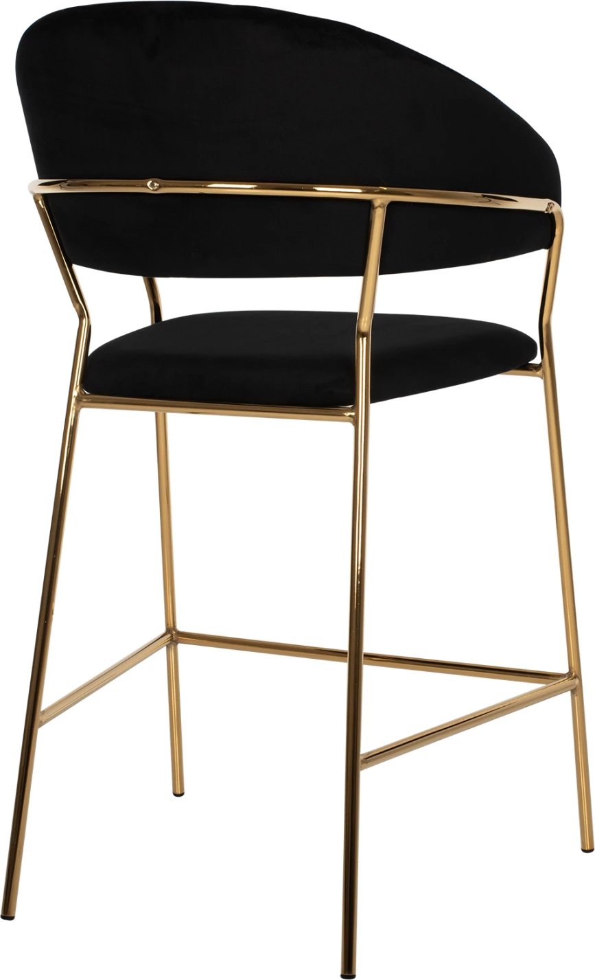 Karrige për bar THEODORE, FH8734.04, kadife e zezë, kornizë metali e artë, 60x55x100H cm., set prej 2 copë