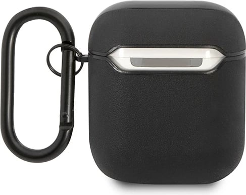Mbështjellës Mercedes AMG Leather Big Logo për AirPods 1/2, lëkurë, e zezë