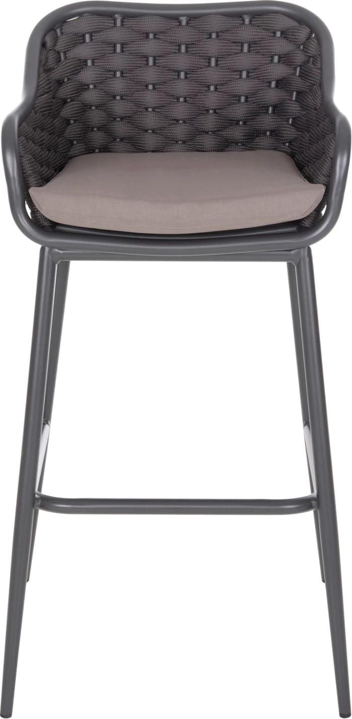 Karrige për bar, kornizë alumini, ngjyrë gri e errët, litar kafe, 50x50x103cm, FH5862.01