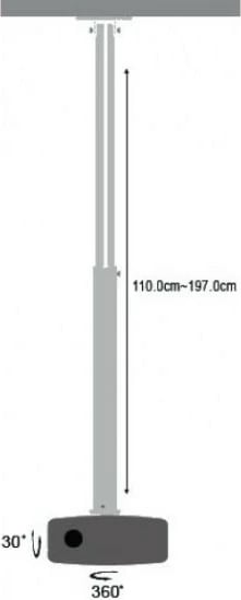 Krah projektori tavani Techly 301597, 110-190cm, 15kg, argjendtë