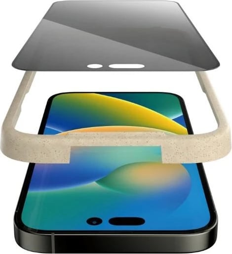 Mbrojtës ekrani PanzerGlass Ultra-Wide Fit Privacy me EasyAligner për iPhone 14 Pro, xham i temperuar, antibakterial