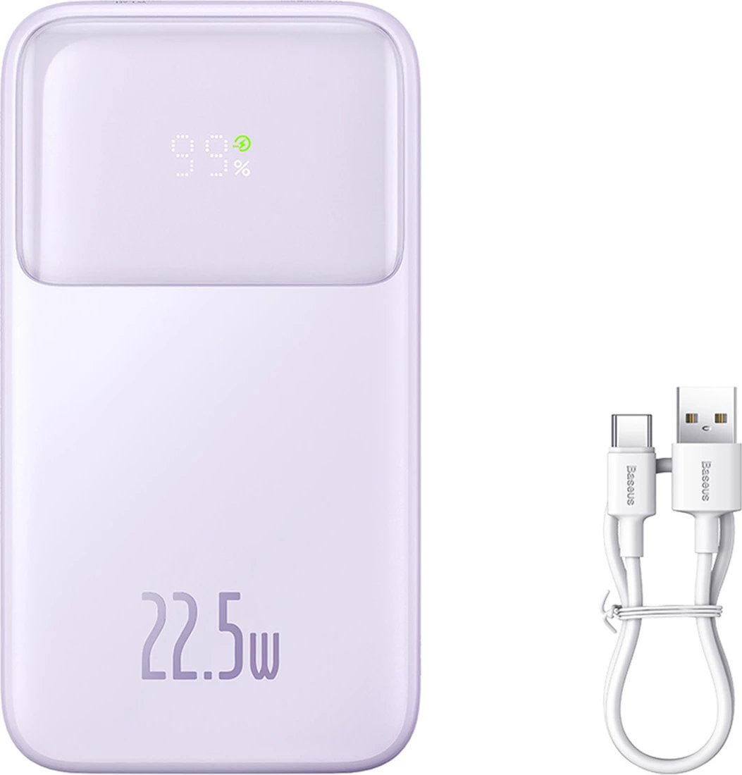 Powerbank Baseus Comet Series PPMD020005, 10000mAh, 22.5W, me ekran, vjollcë + kabllo USB-A/USB-C
