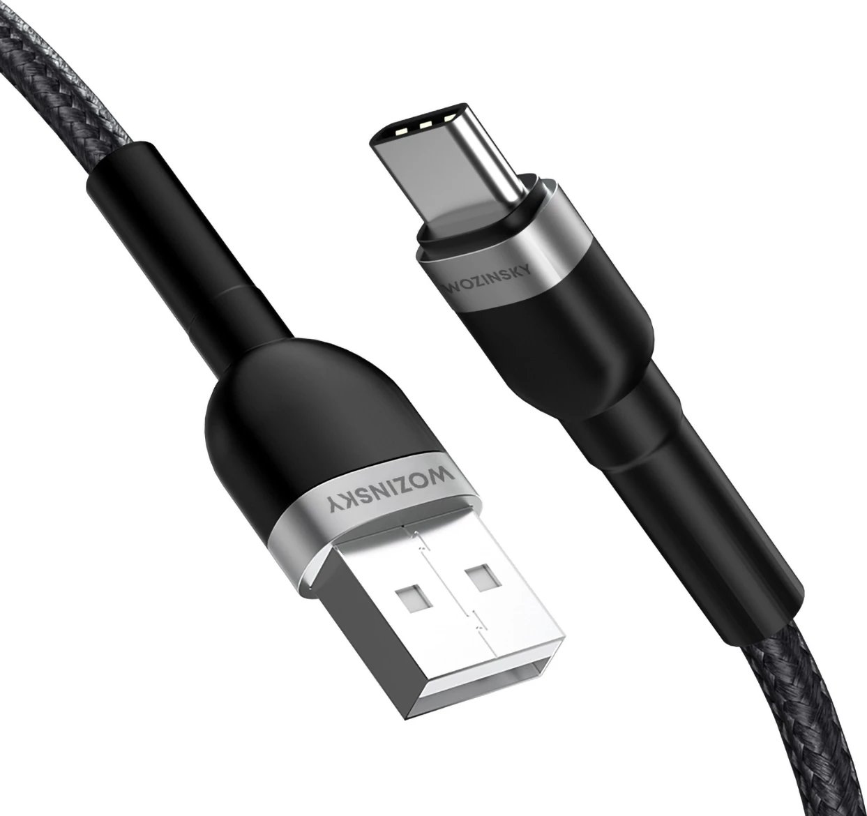 Kabllo USB Wozinsky WNBAC1, USB-A në USB-C, 1m, 2.4A, najlon, e zezë