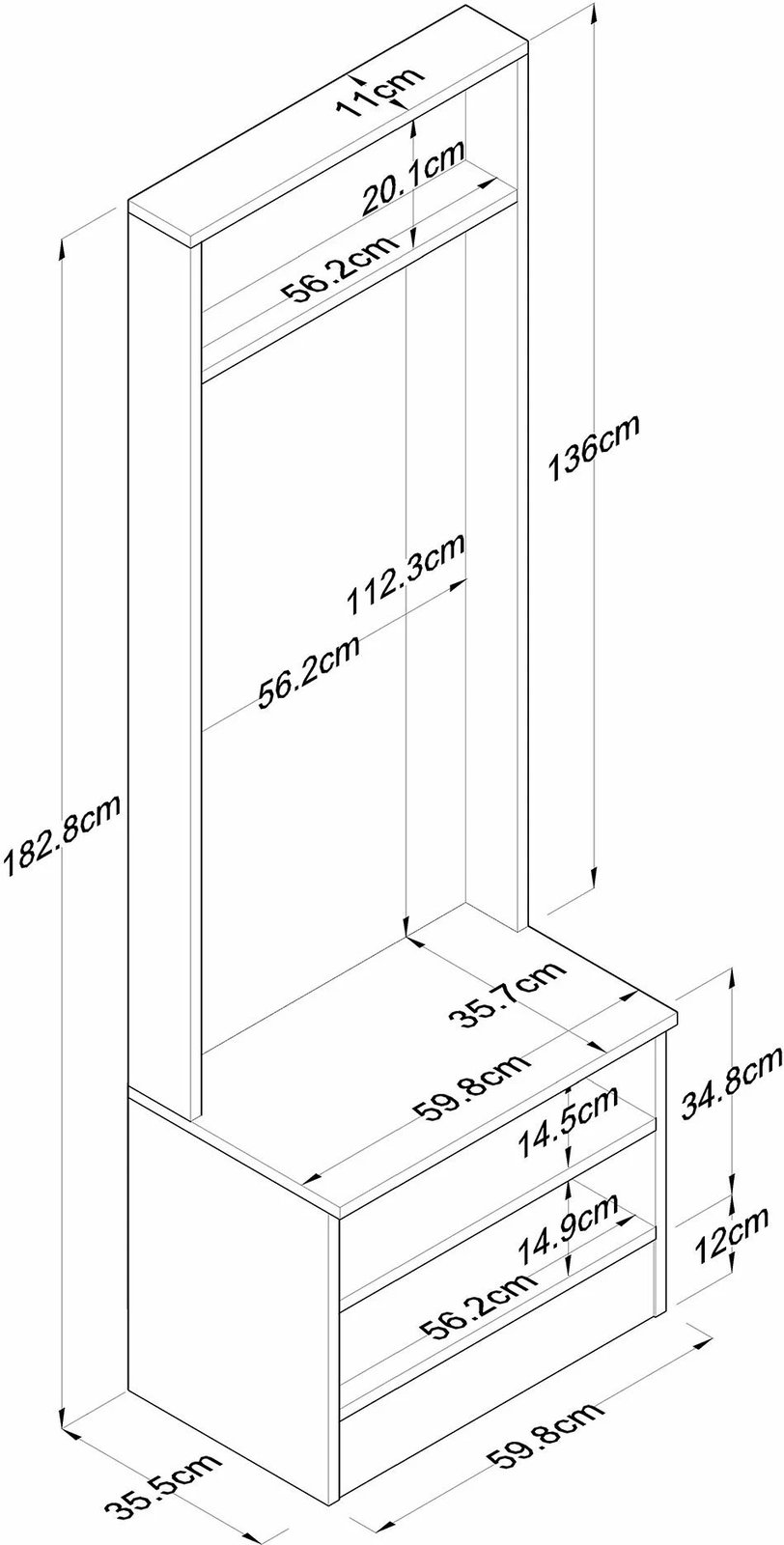 Stendë për koridor, ngjyrë e bardhë, Skye Decor, M16 - 1572