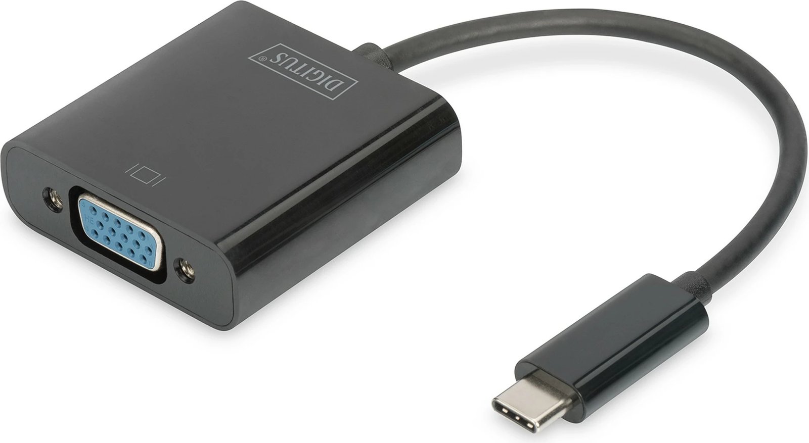 Adapter USB-C në VGA Digitus, 19.5cm, i zi