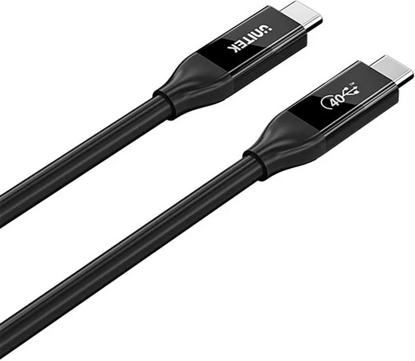 Kabllo USB-C UNITEK C14100ABK01-2M, 2m, USB 4.0, 100W, 40Gbps, e zezë