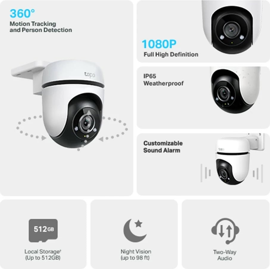 TP-Link Tapo C500 - Outdoor Pan/Tilt Security WiFi Camera, White